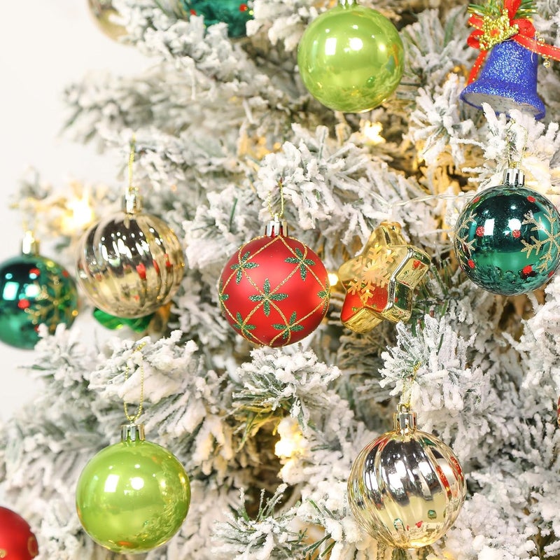 SHareconn 30ct 2.36 Inch Christmas Tree Balls Ornaments, Colored Shatterproof Plastic Decorative Baubles Decorations for Xmas Tree Decor Holiday Party Wedding Decoration (Red & Green Gold, 60mm) - Image 4